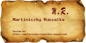 Martiniczky Ruszalka névjegykártya